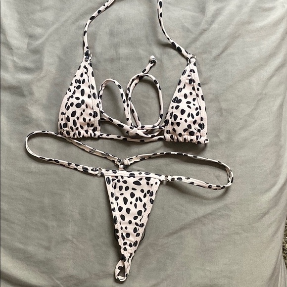 SHEIN Other - Dalmatian halter micro triangle thong bikini swimsuit